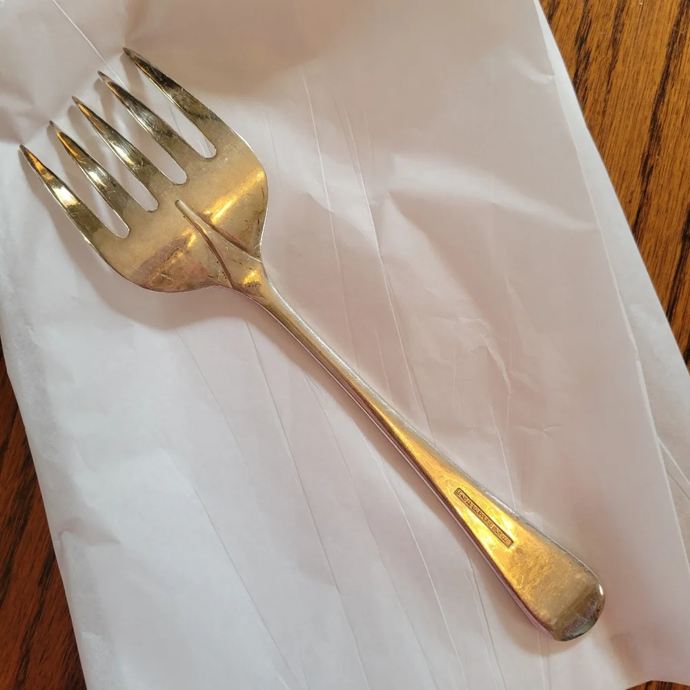Vintage Sheffield England EPNS A1 Silverplated Large Serving Fork 5-tine Unique!